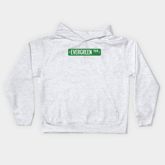 Evergreen Terrace Street Sign (Simpsons) Kids Hoodie by fandemonium